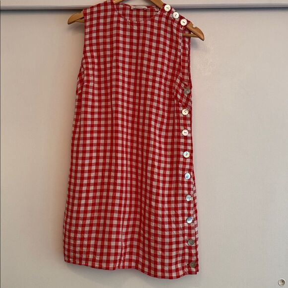Doen Red White Coralie Scarlet Marilyn Checkered Gingham Mini Dress size 6 - Picture 2 of 6